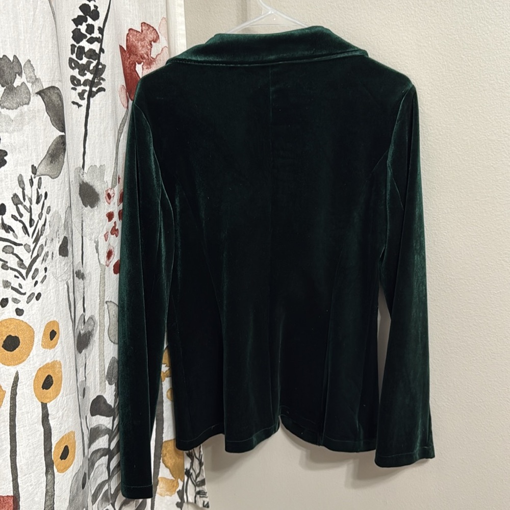 Women’s Chiquease Lapel Neck Single Button Green Velvet Blazer & Skirt Set. Sz M - Picture 8 of 16
